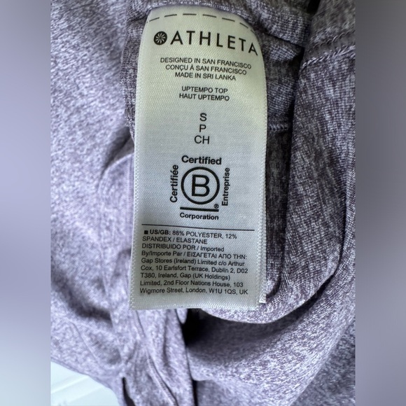 Athleta Uptempo Top Dark Sky Violet Purple Soft Long Sleeve Workout Yoga Top - Picture 6 of 7
